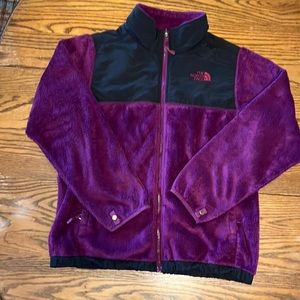 The North Face purple and black girls fleece jacket XL 18